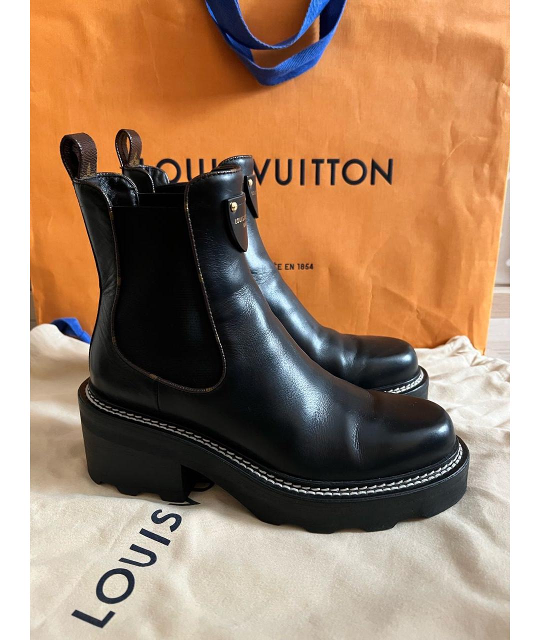 LOUIS VUITTON Черные кожаные ботинки, фото 7