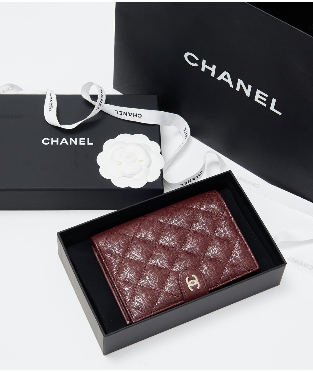 CHANEL Бордовый кожаный кошелек, фото 4