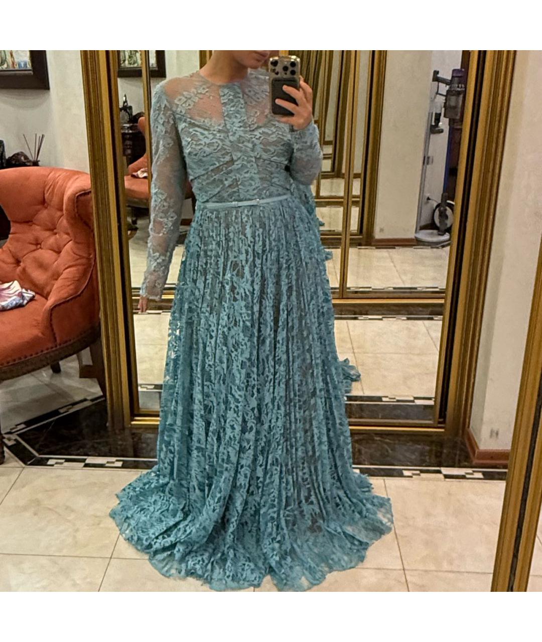 ELIE SAAB Голубое кружевное вечернее платье, фото 4