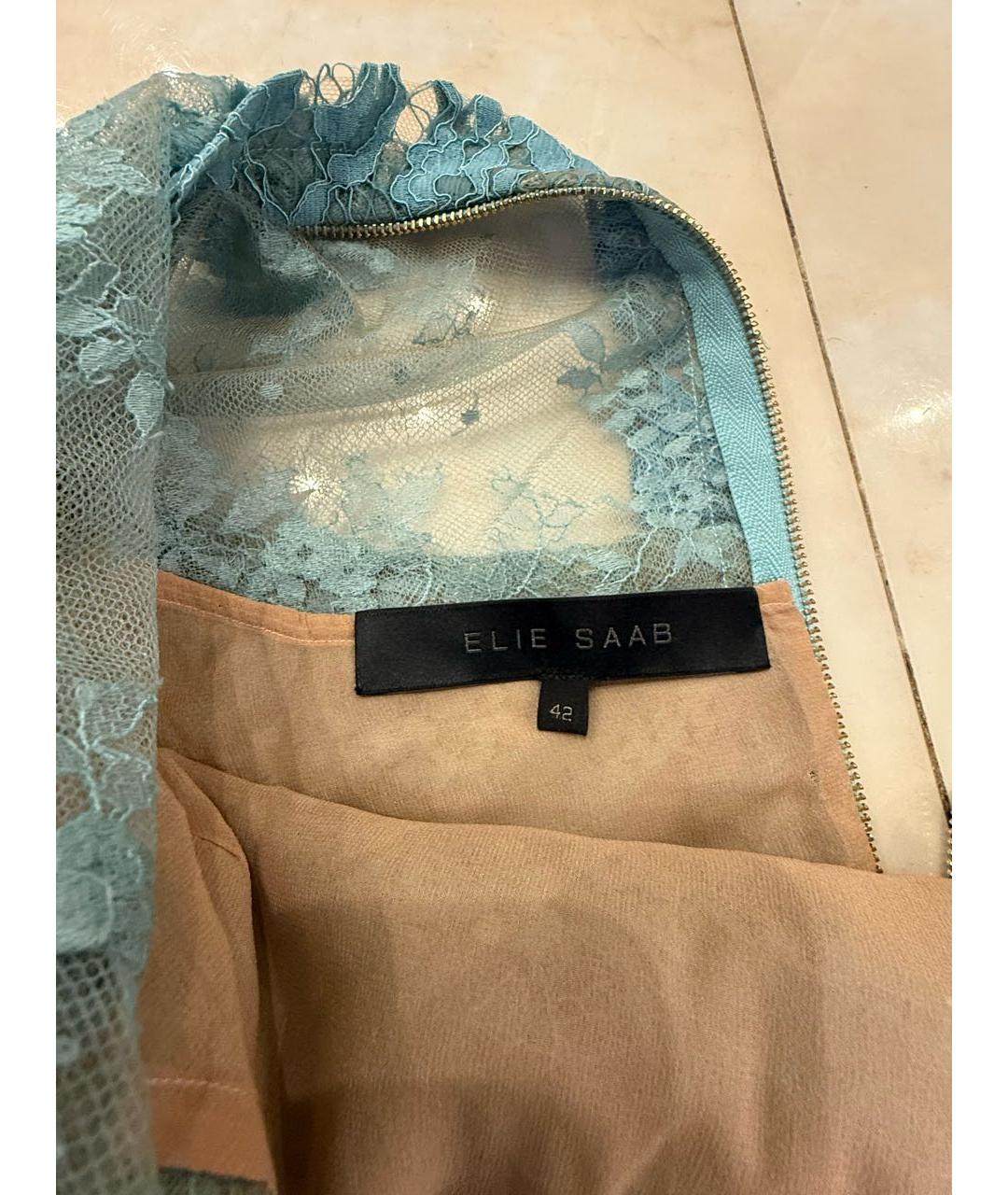 ELIE SAAB Голубое кружевное вечернее платье, фото 3