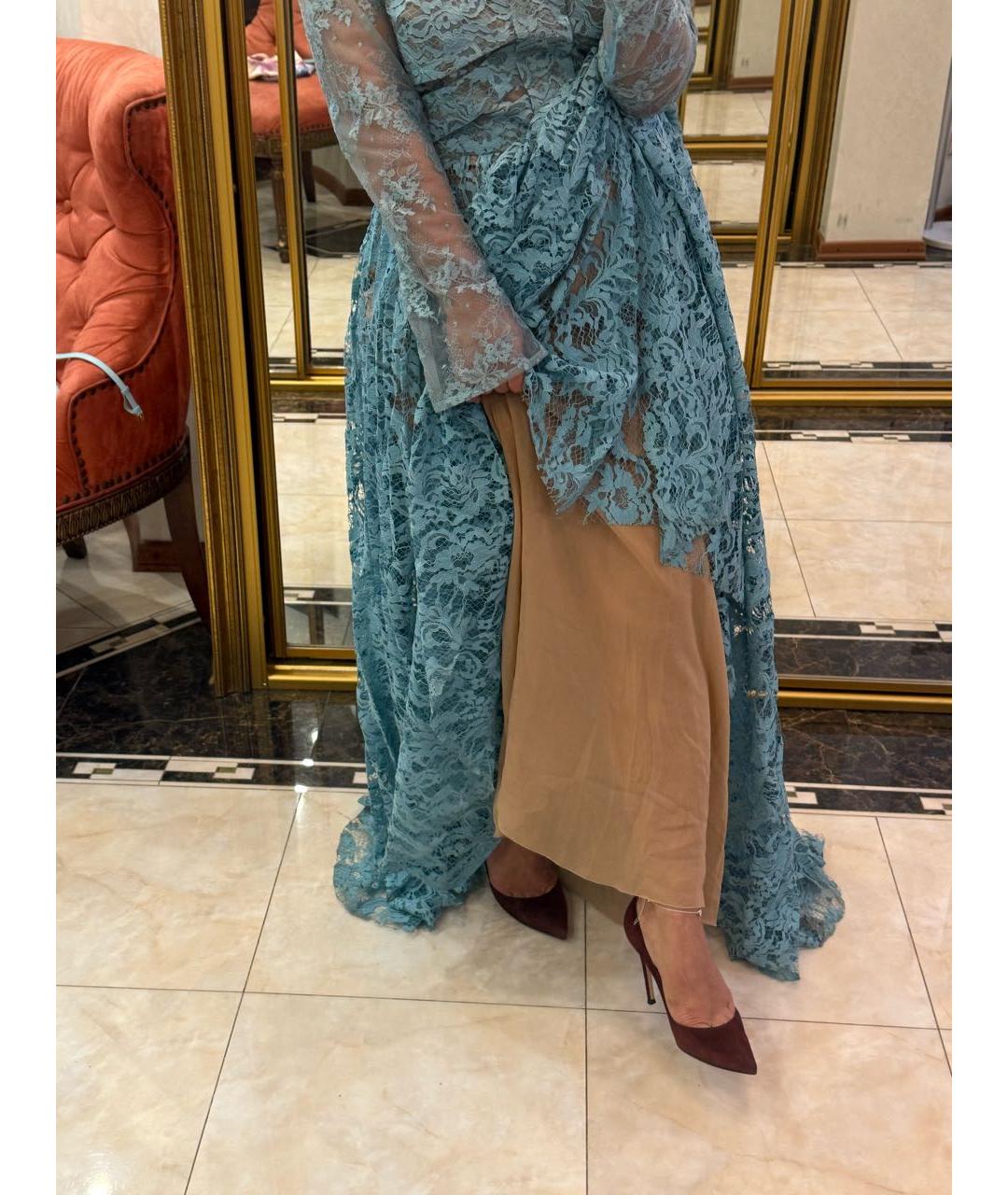 ELIE SAAB Голубое кружевное вечернее платье, фото 5