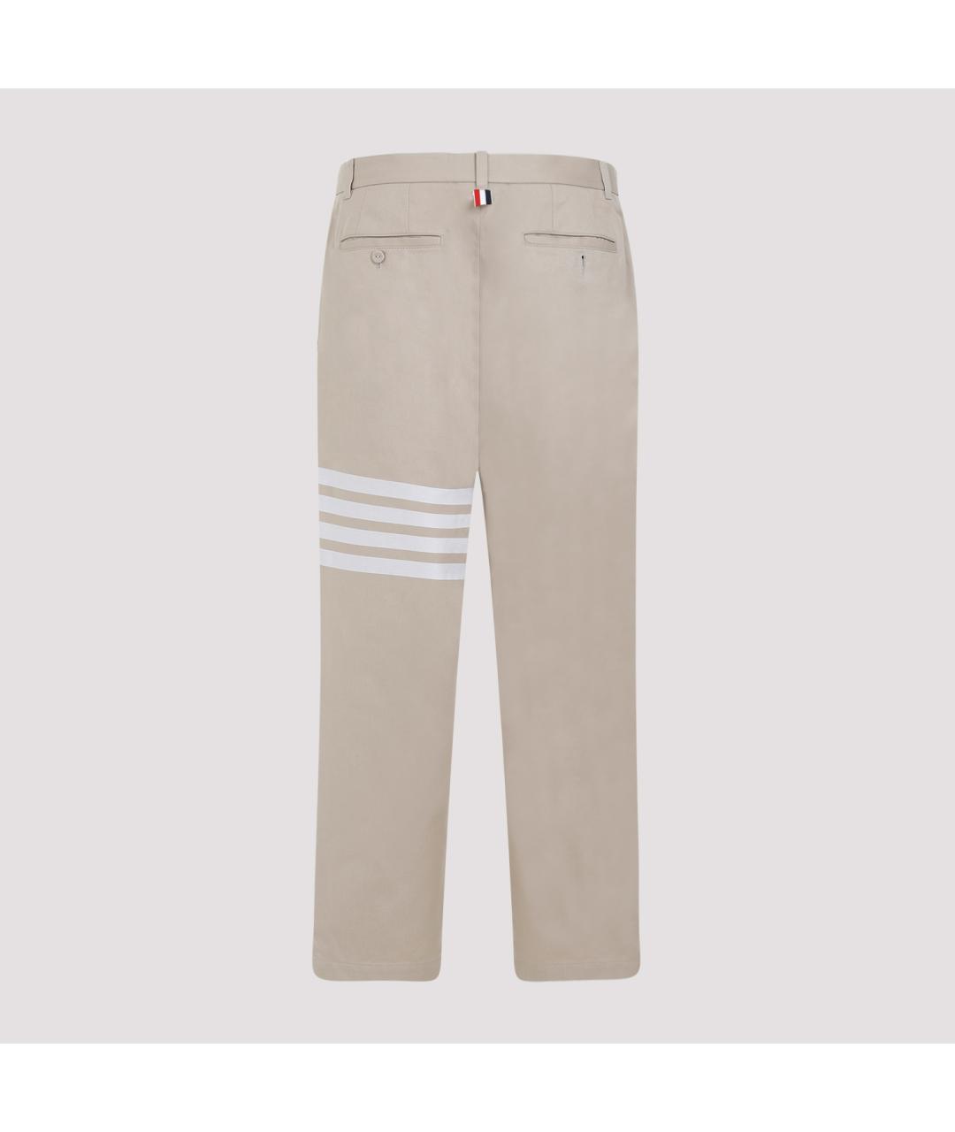 THOM BROWNE Бежевые хлопковые повседневные брюки, фото 4