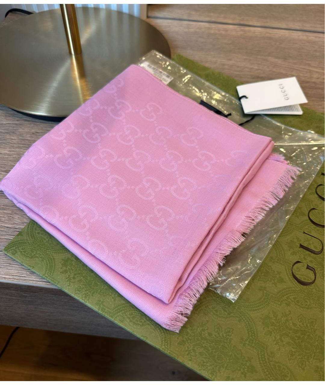 GUCCI Розовый шелковый платок, фото 9