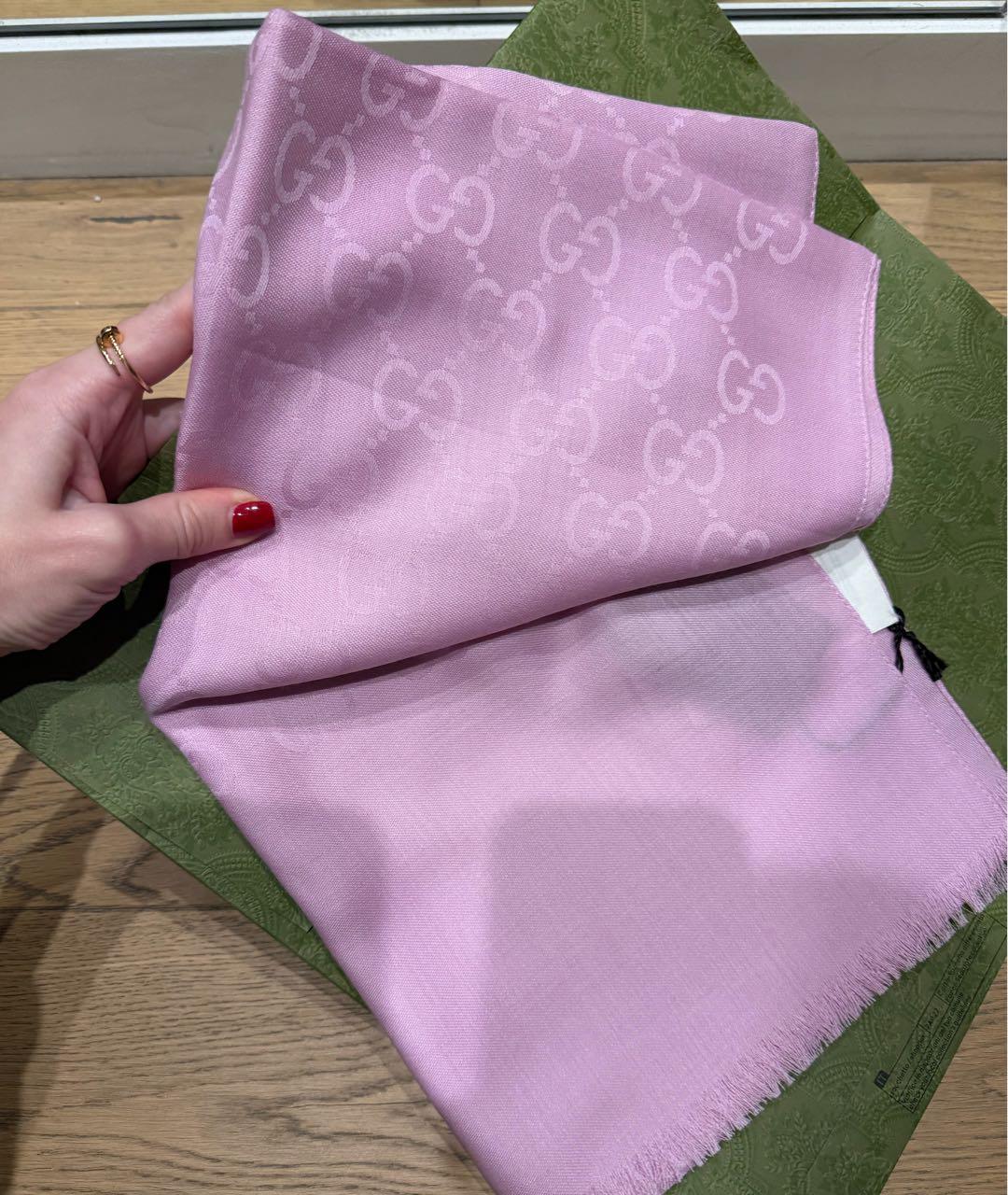 GUCCI Розовый шелковый платок, фото 8