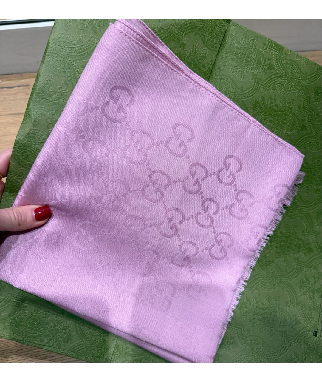 GUCCI Розовый шелковый платок, фото 6