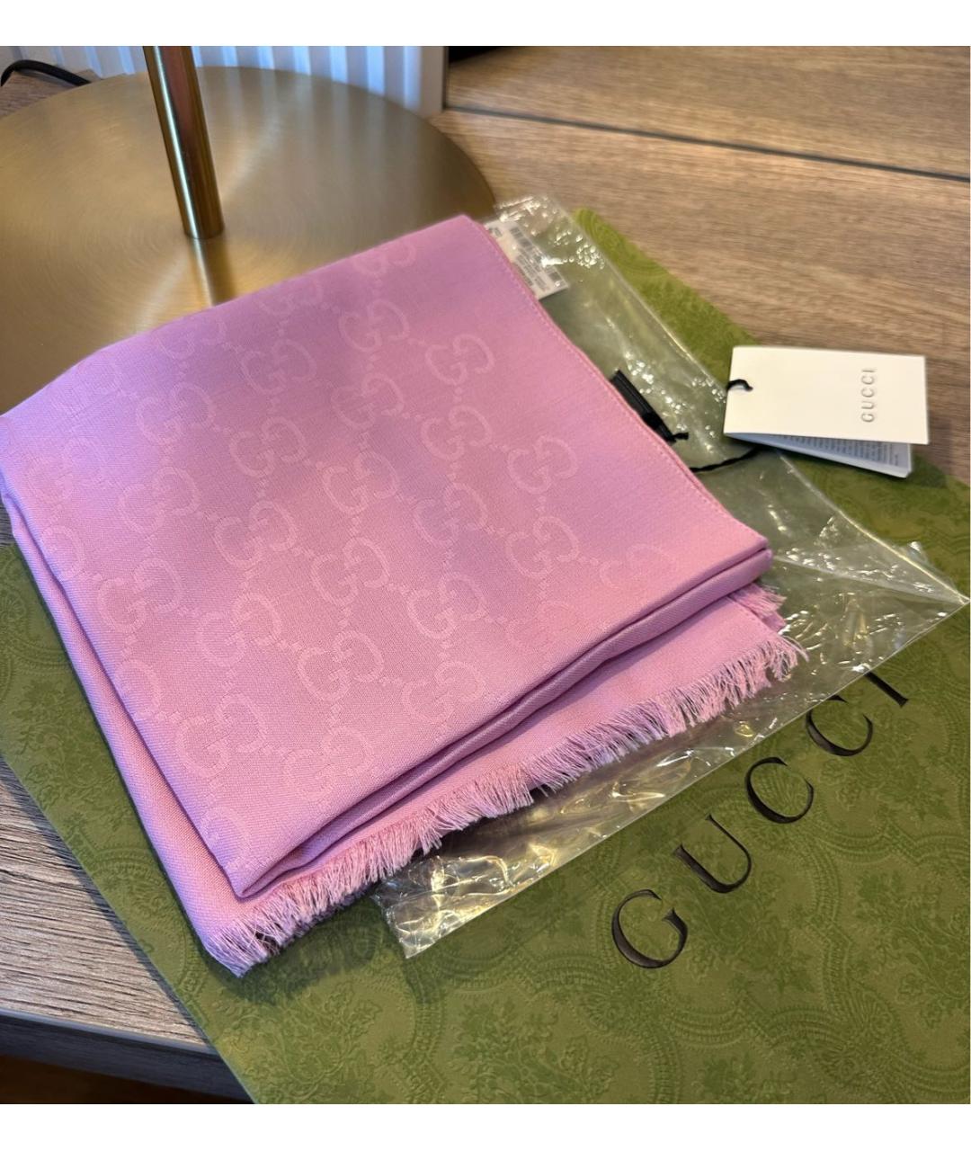 GUCCI Розовый шелковый платок, фото 4