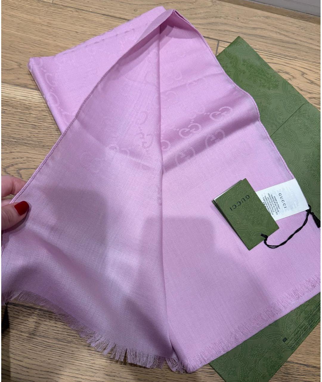 GUCCI Розовый шелковый платок, фото 2