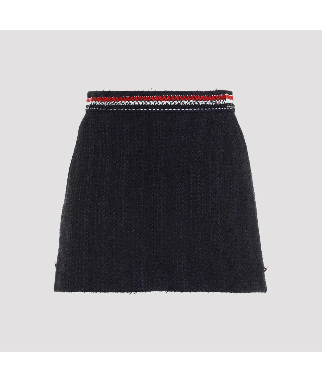 THOM BROWNE Темно-синяя хлопковая юбка мини, фото 3