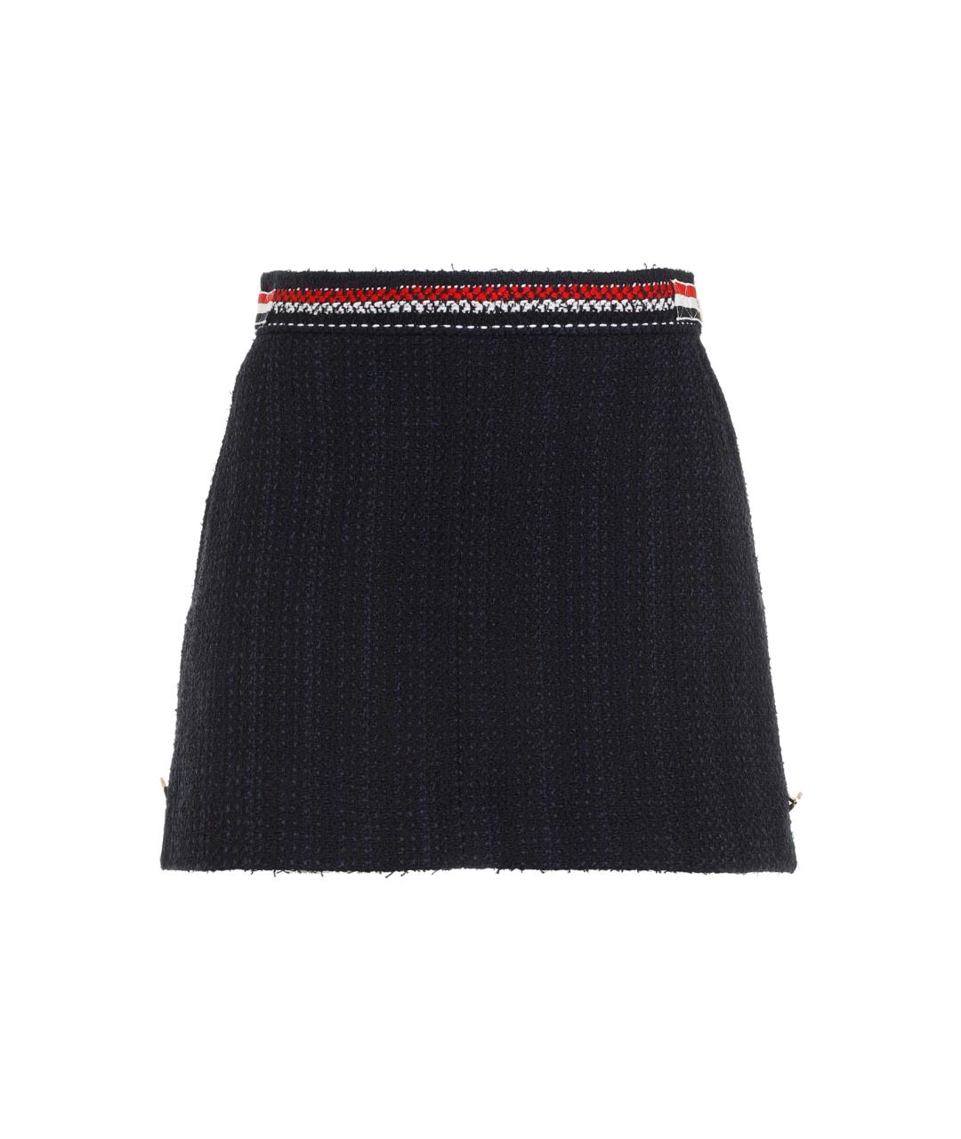 THOM BROWNE Темно-синяя хлопковая юбка мини, фото 1