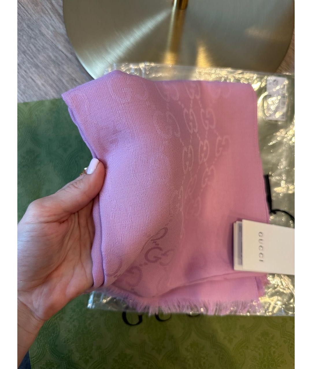 GUCCI Розовый шарф, фото 3