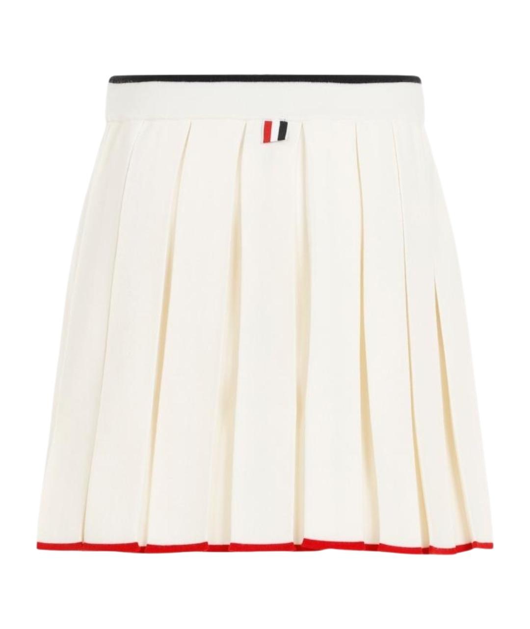 THOM BROWNE Белая шерстяная юбка мини, фото 2