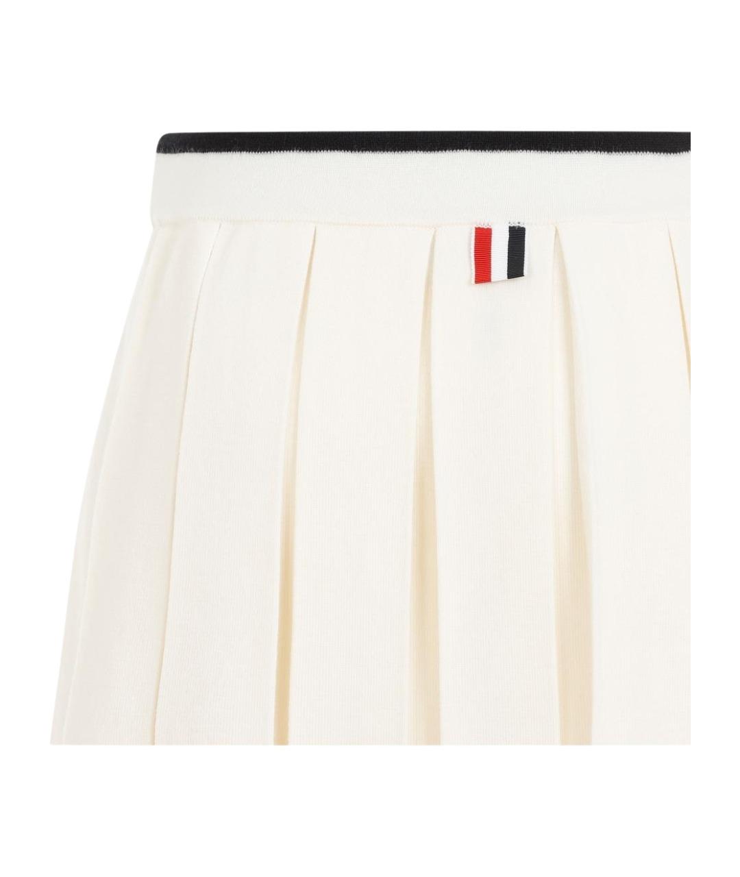THOM BROWNE Белая шерстяная юбка мини, фото 3