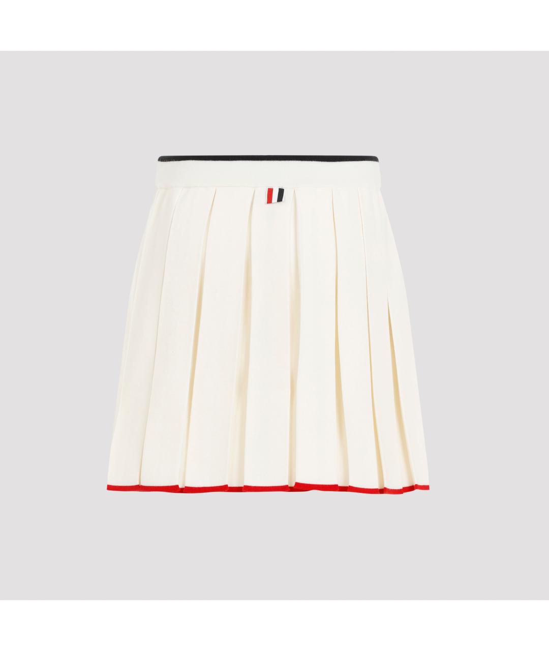 THOM BROWNE Белая шерстяная юбка мини, фото 4