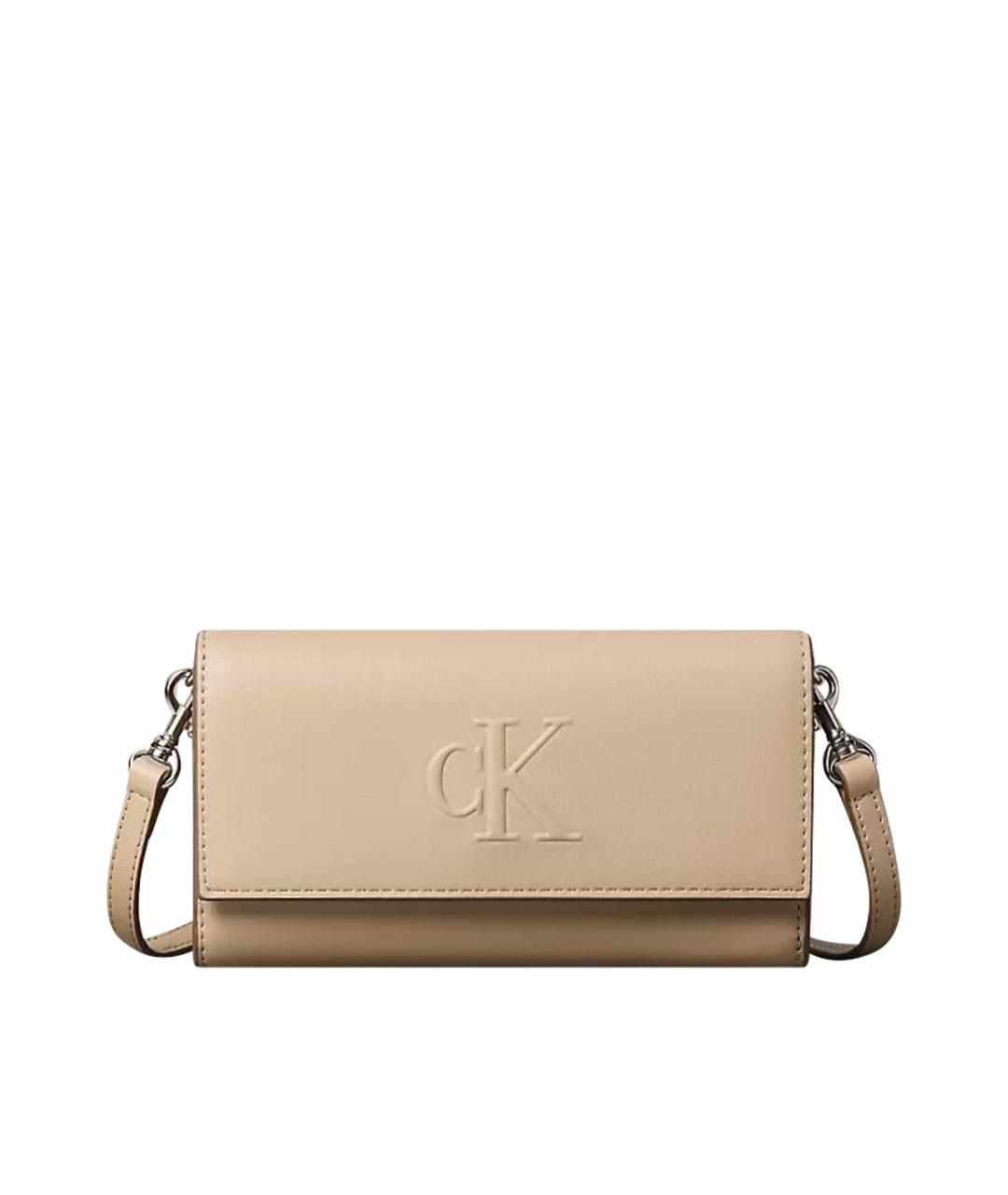 CALVIN KLEIN Бежевая сумка через плечо из искусственной кожи, фото 1