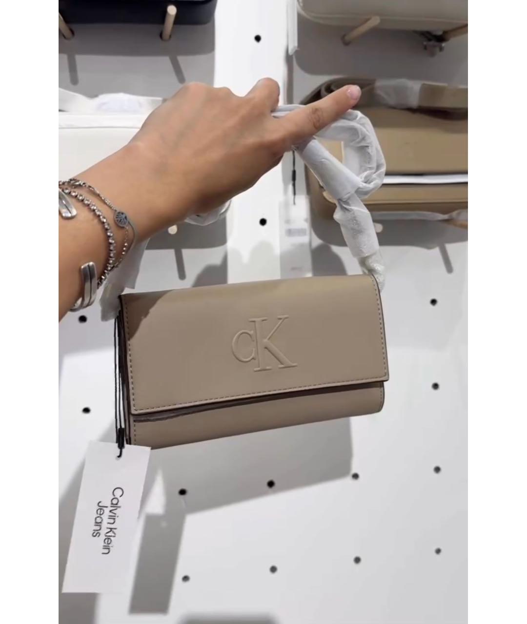 CALVIN KLEIN Бежевая сумка через плечо из искусственной кожи, фото 5