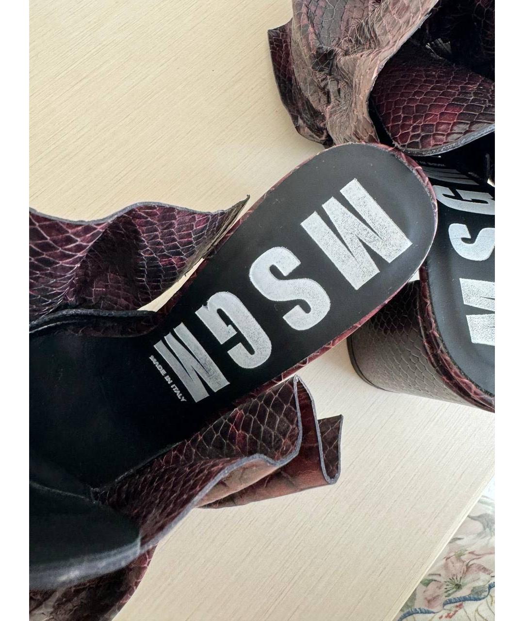 MSGM Бордовые кожаные мюли, фото 2