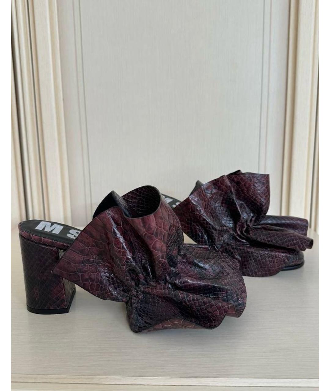 MSGM Бордовые кожаные мюли, фото 4