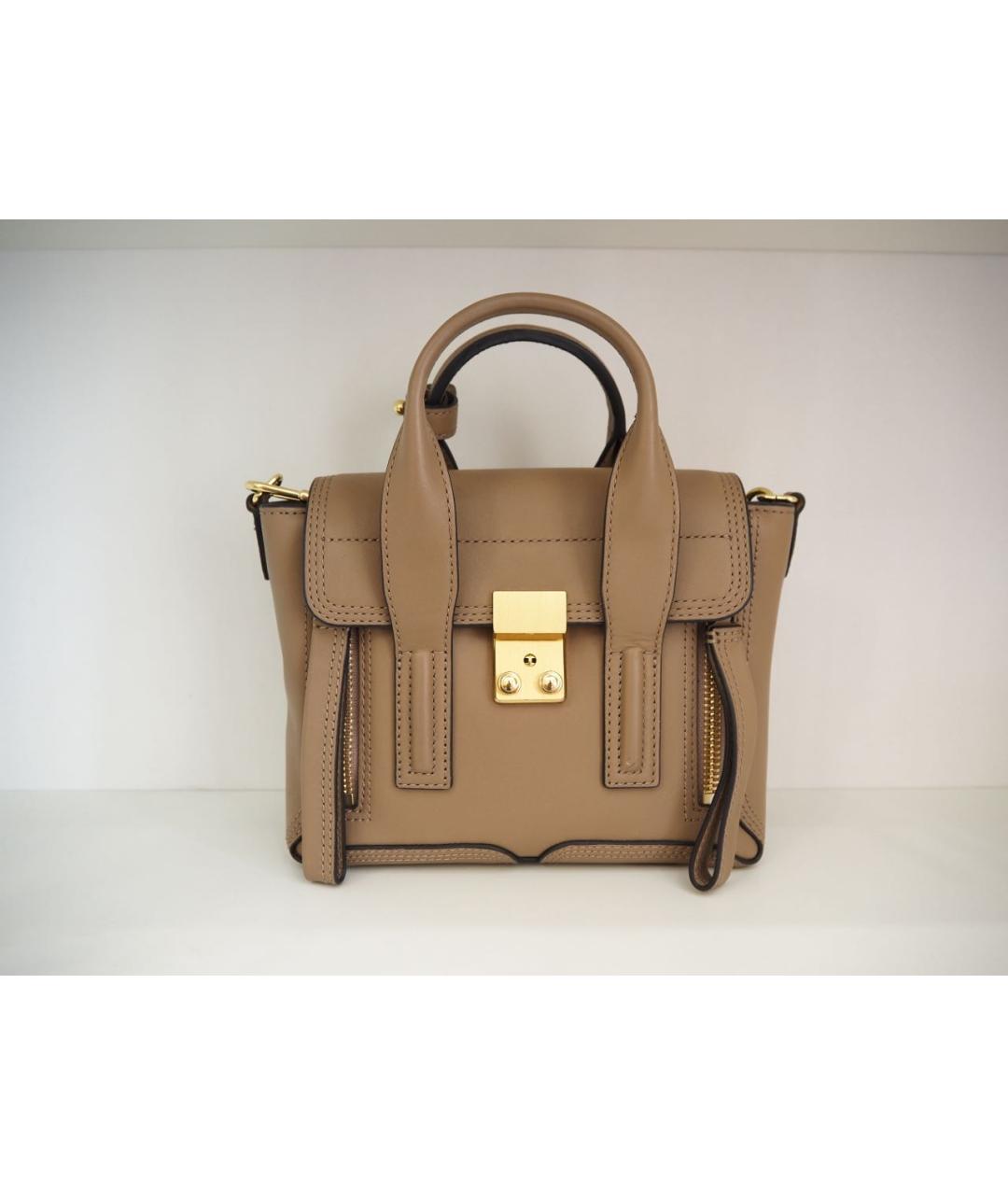 3.1 PHILLIP LIM Бежевая кожаная сумка с короткими ручками, фото 9