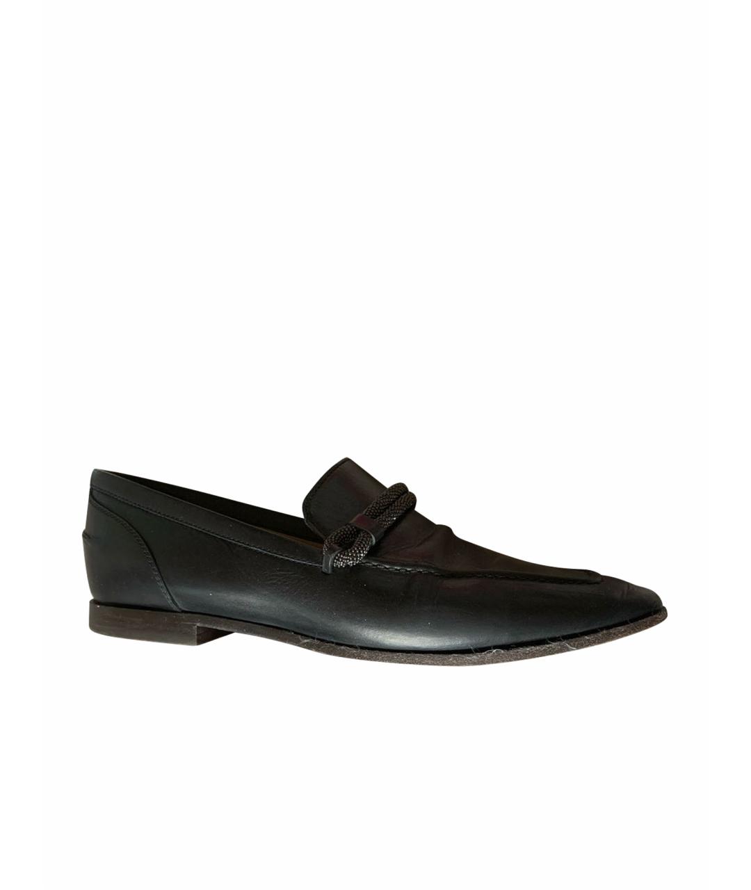 BRUNELLO CUCINELLI Черные кожаные лоферы, фото 1