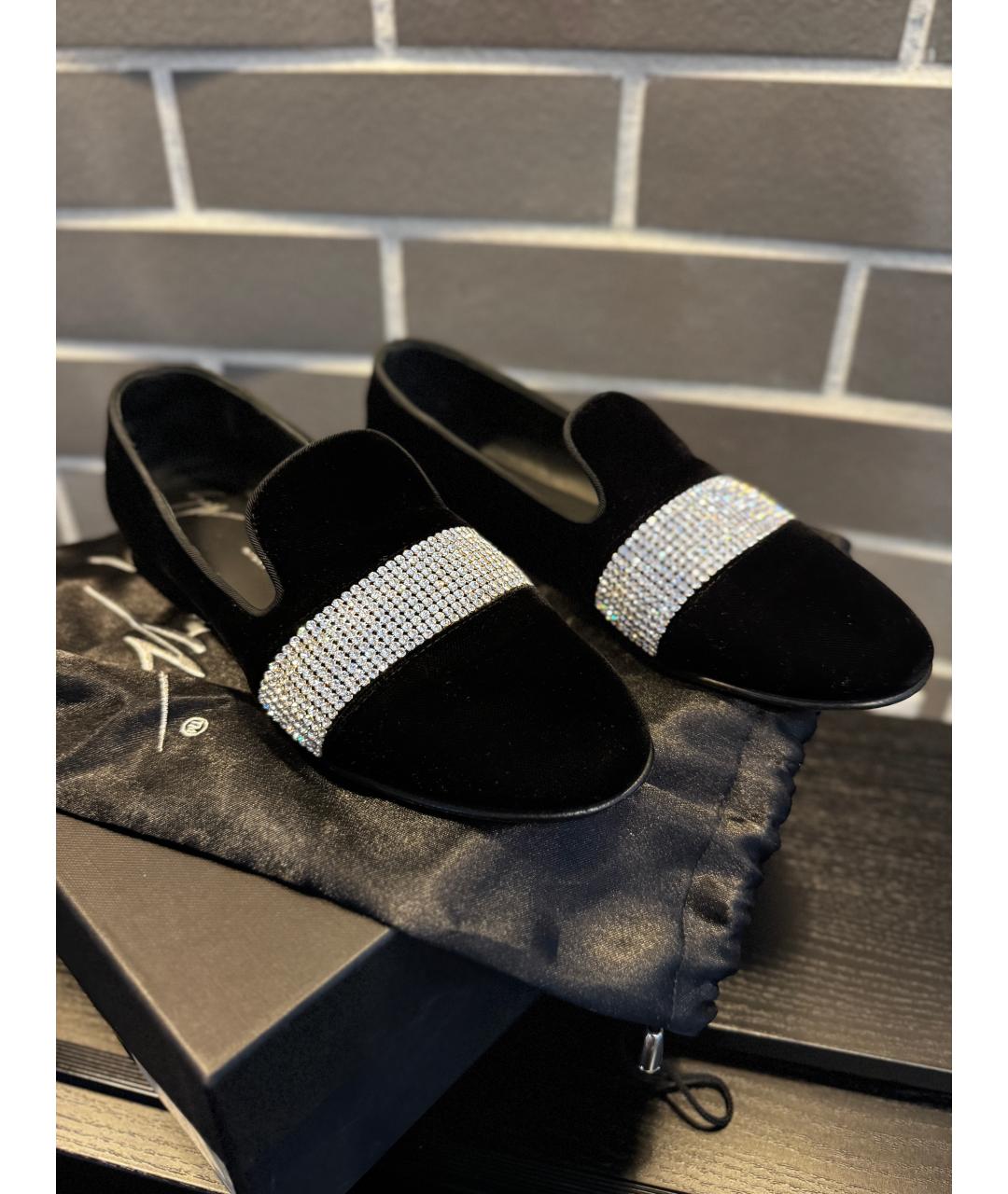 GIUSEPPE ZANOTTI DESIGN Черные бархатные лоферы, фото 6