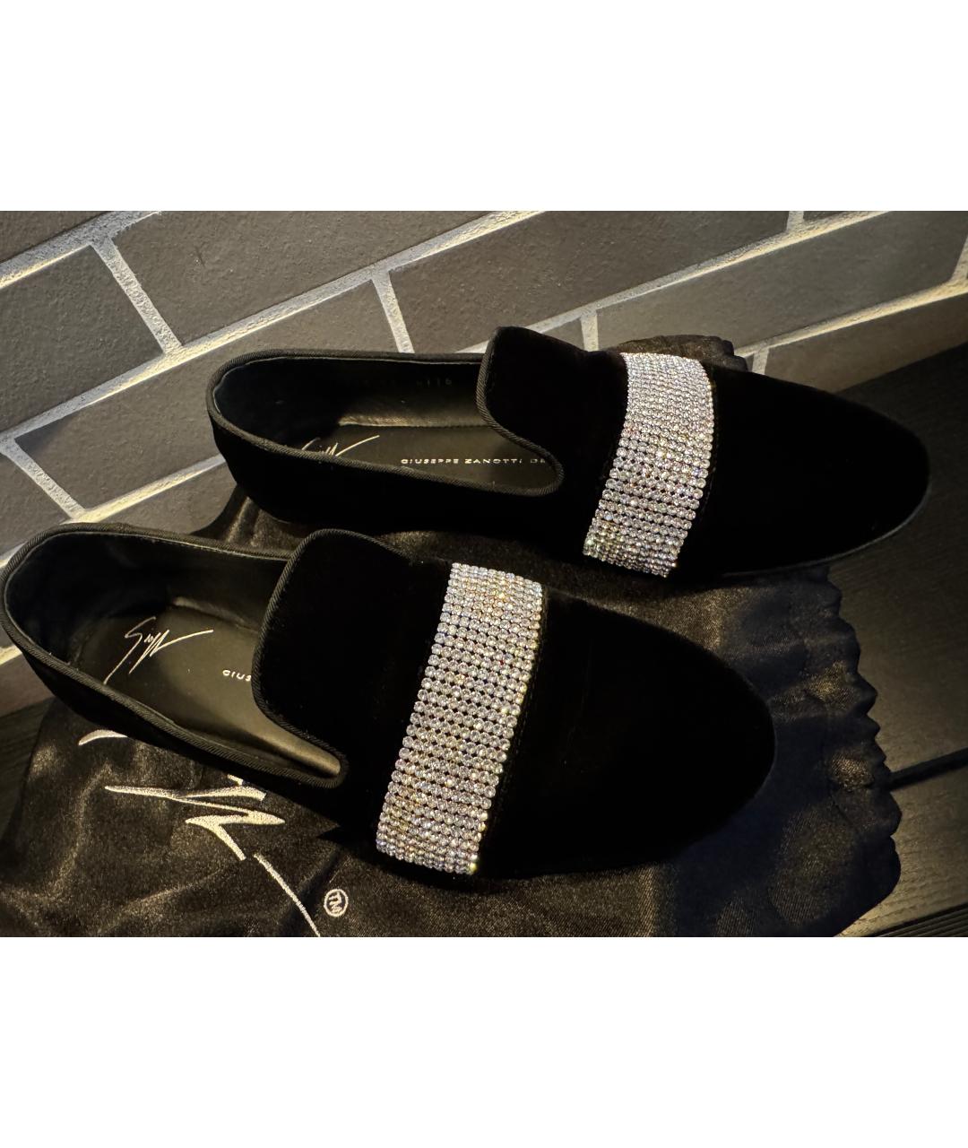 GIUSEPPE ZANOTTI DESIGN Черные бархатные лоферы, фото 7