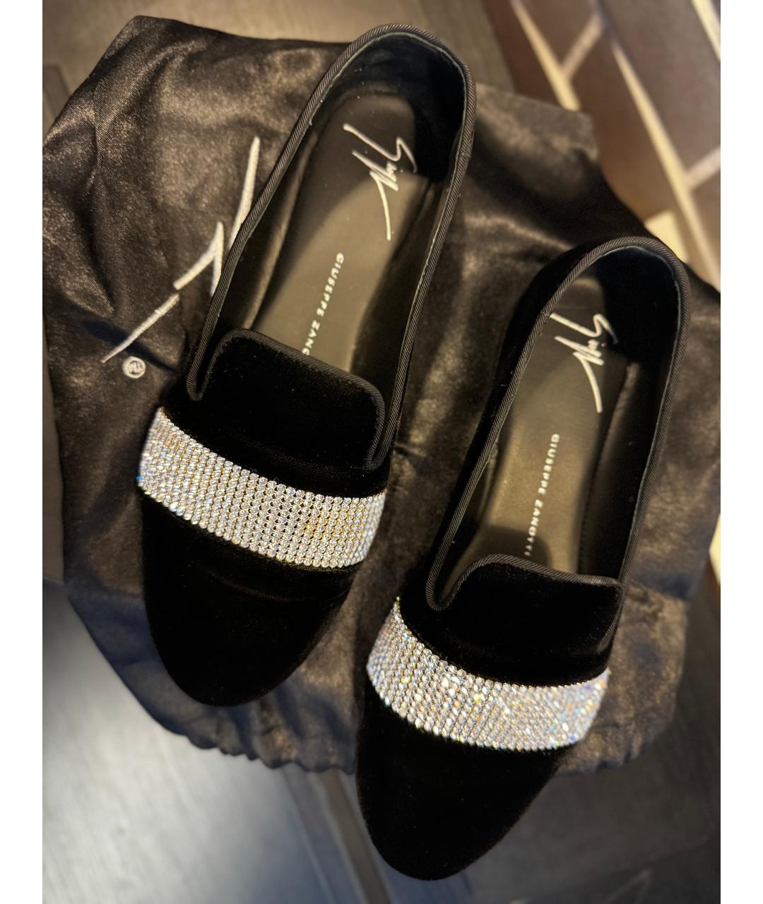 GIUSEPPE ZANOTTI DESIGN Черные бархатные лоферы, фото 3