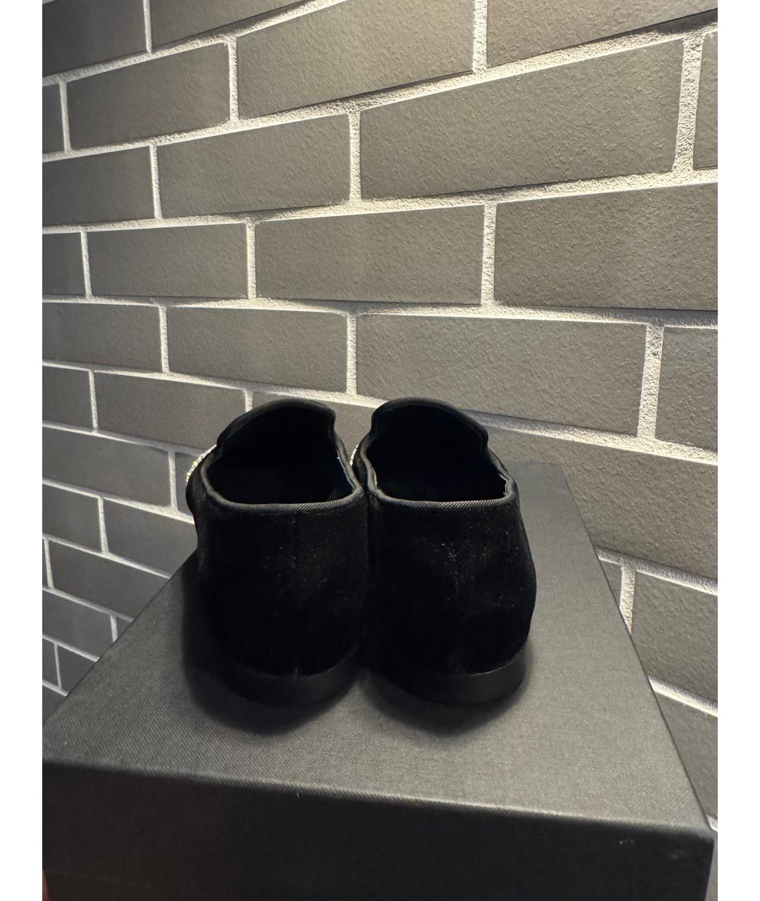 GIUSEPPE ZANOTTI DESIGN Черные бархатные лоферы, фото 4