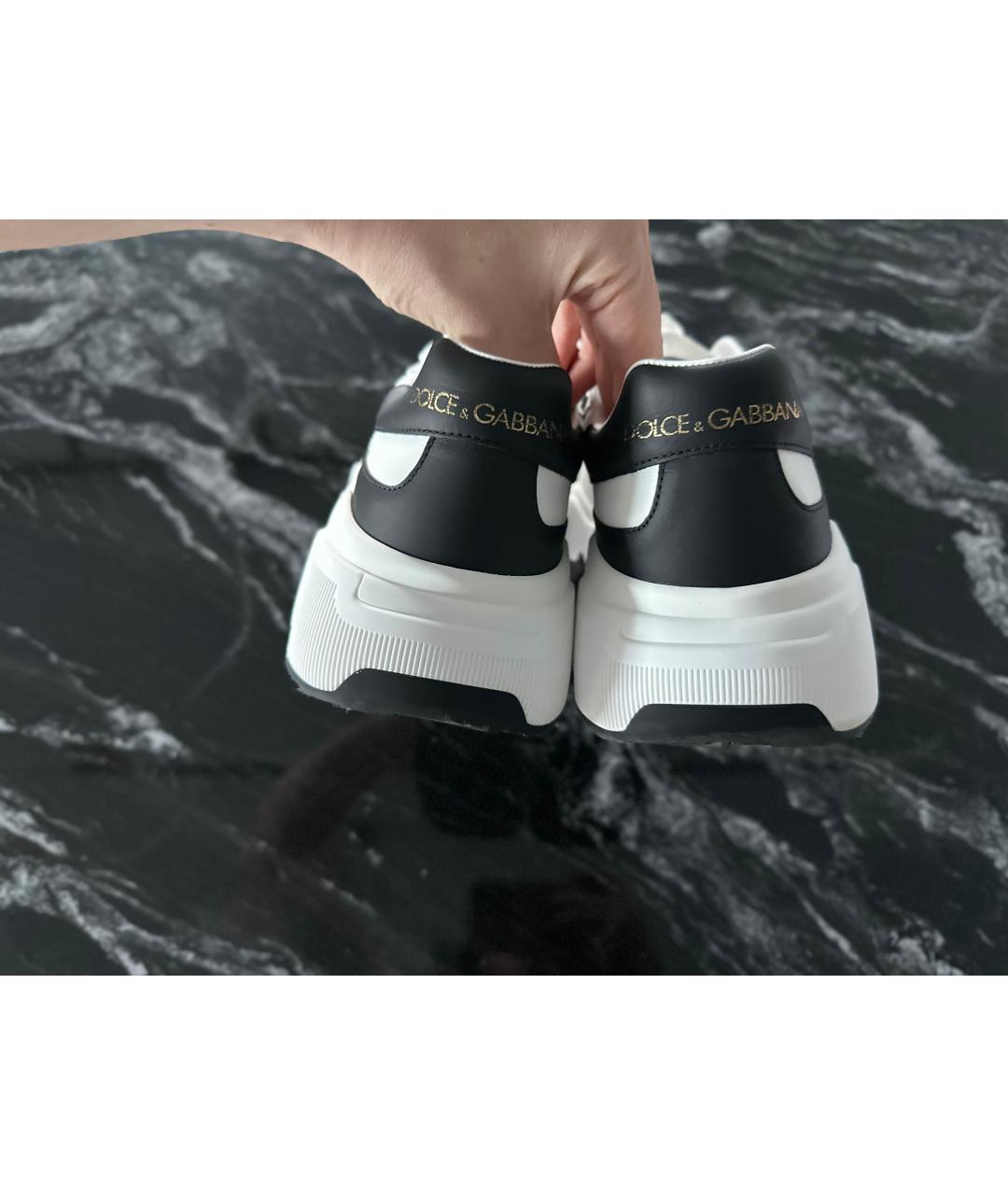 DOLCE&GABBANA Белые кожаные кроссовки, фото 5