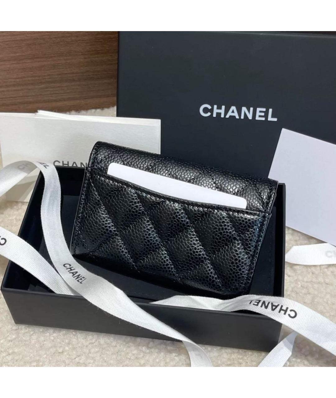 CHANEL Черный кожаный кошелек, фото 3