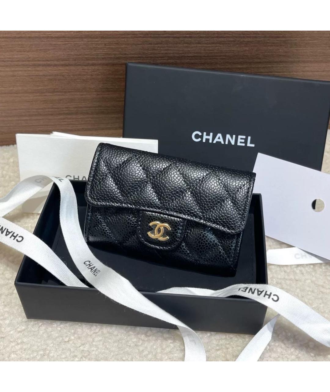CHANEL Черный кожаный кошелек, фото 2