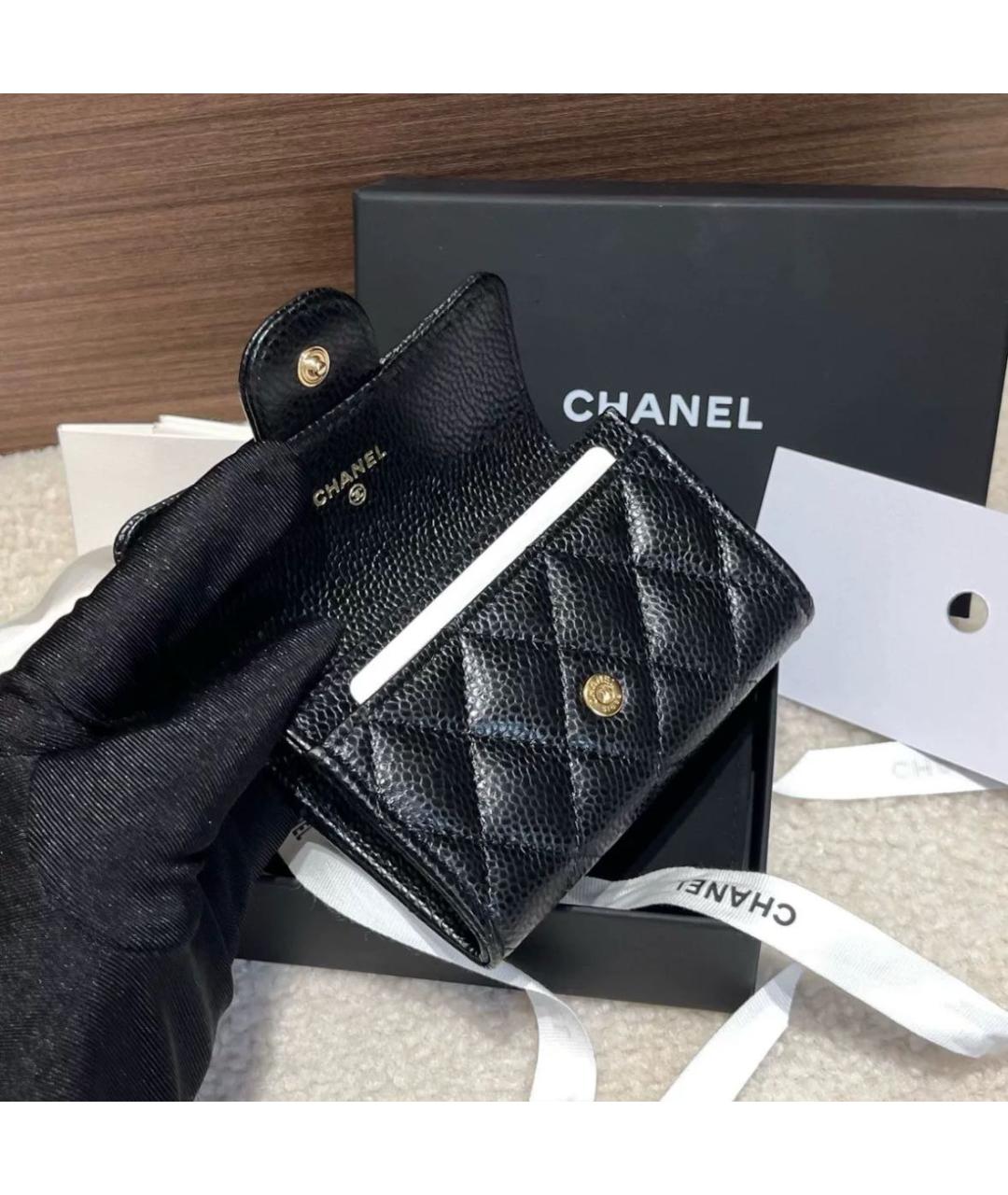 CHANEL Черный кожаный кошелек, фото 4