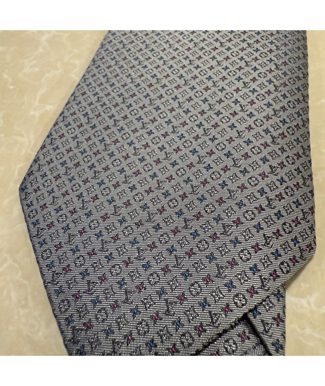 LOUIS VUITTON Серый шелковый галстук, фото 4