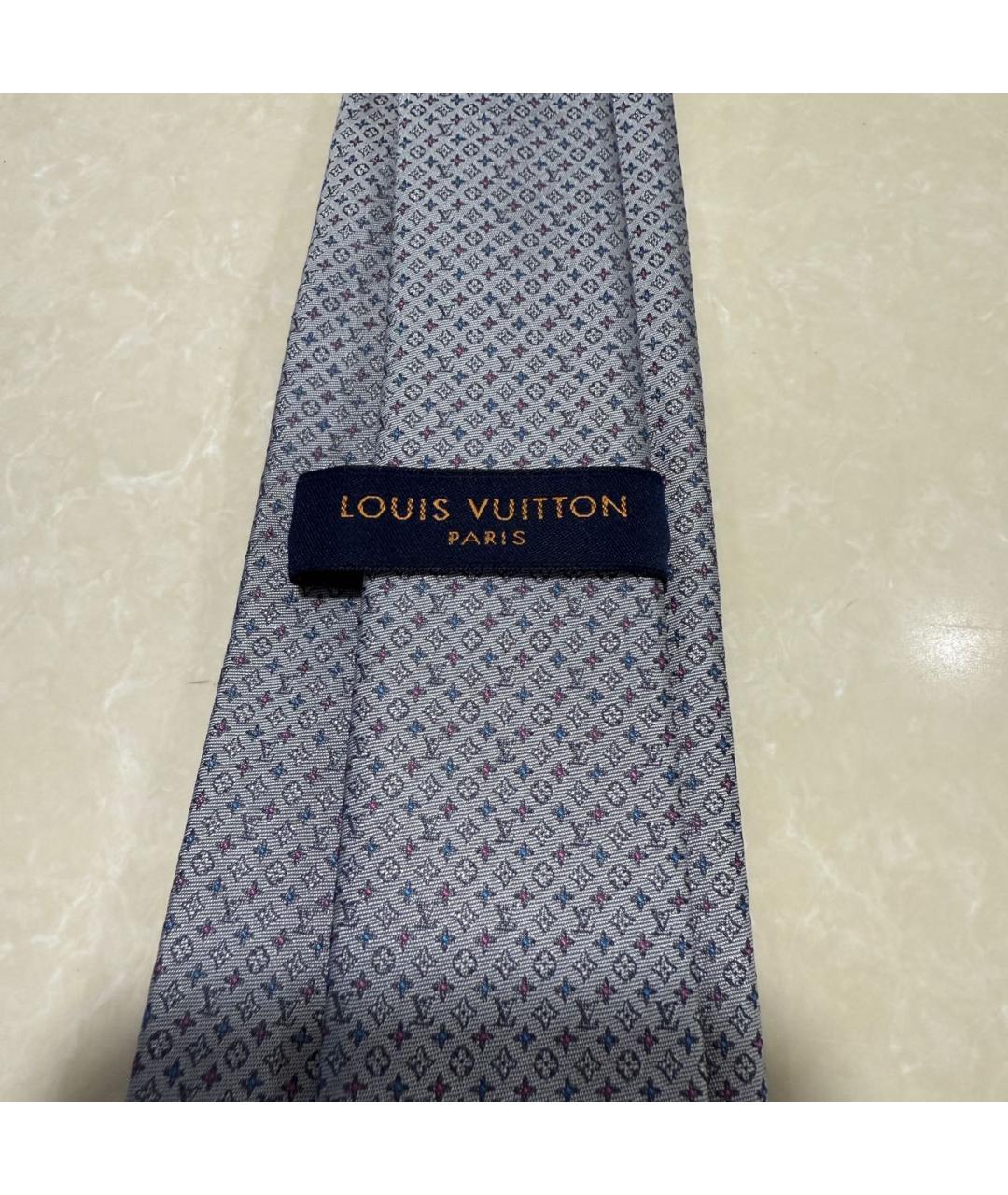 LOUIS VUITTON Серый шелковый галстук, фото 3