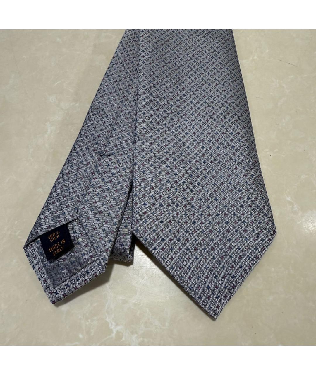 LOUIS VUITTON Серый шелковый галстук, фото 2