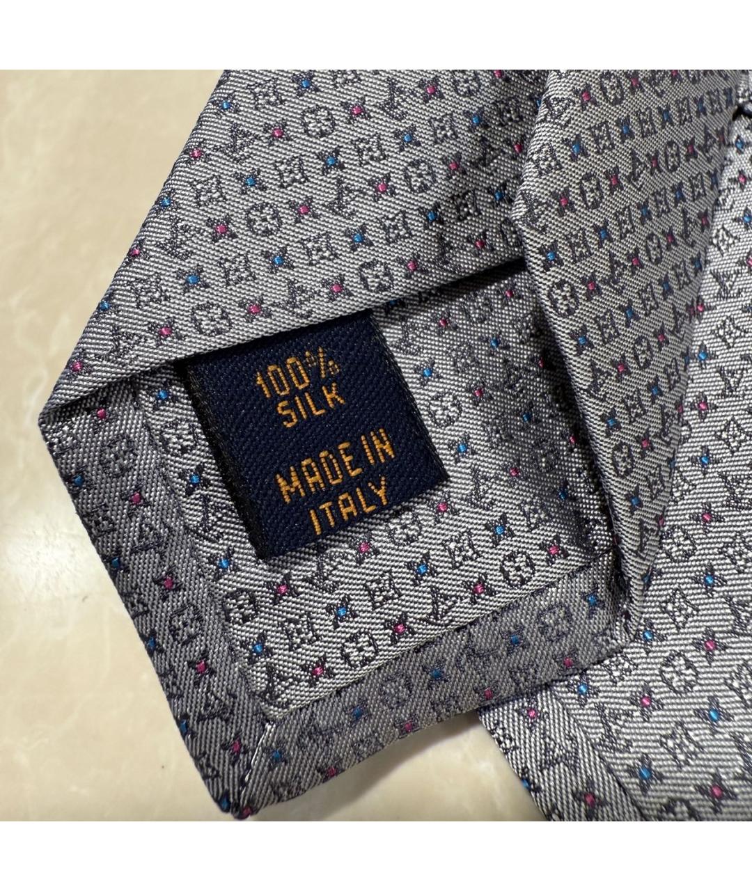 LOUIS VUITTON Серый шелковый галстук, фото 6