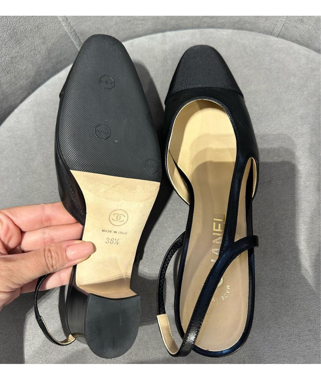 CHANEL Черные кожаные туфли, фото 4