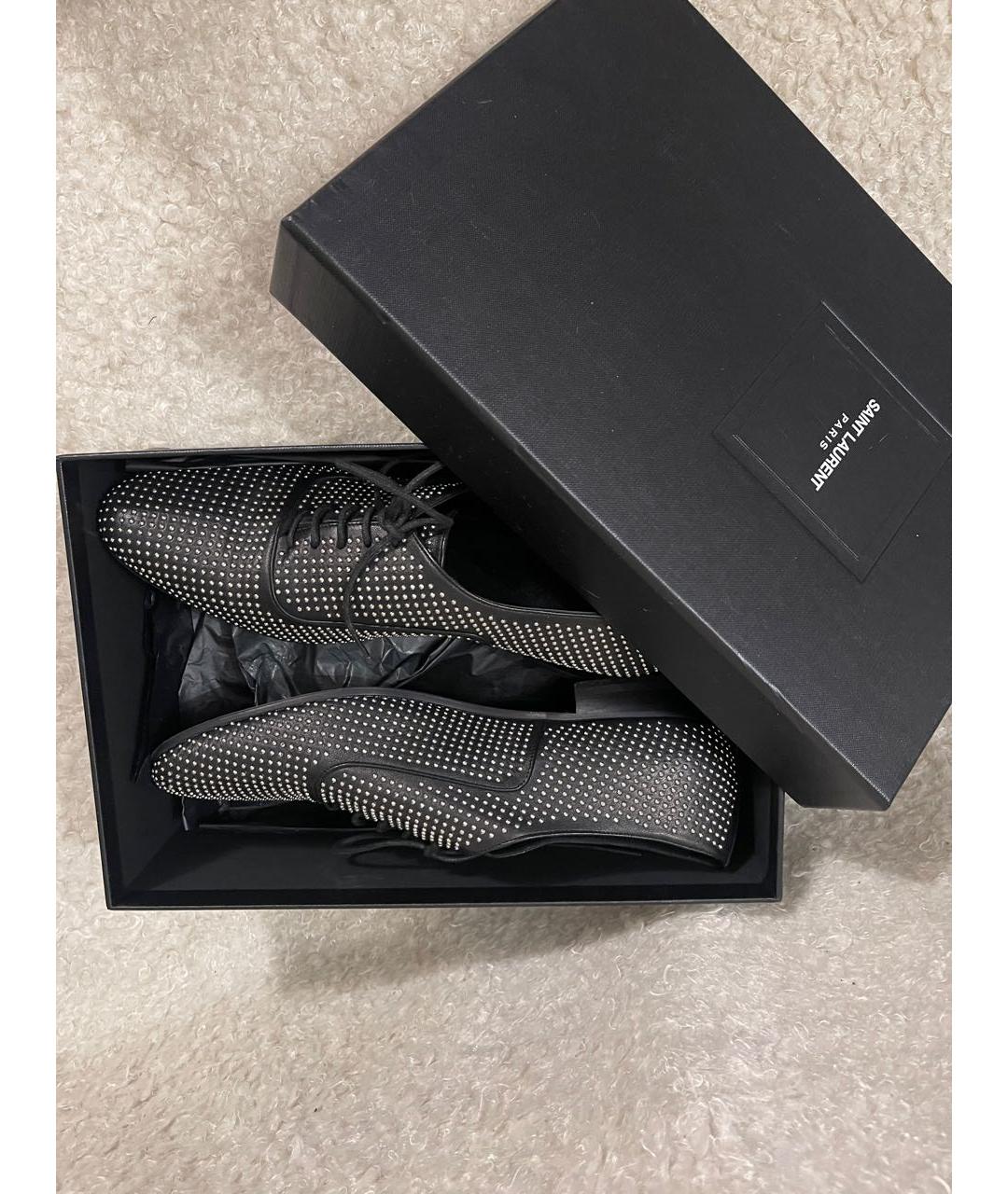 SAINT LAURENT Черные кожаные брогги и оксфорды, фото 7
