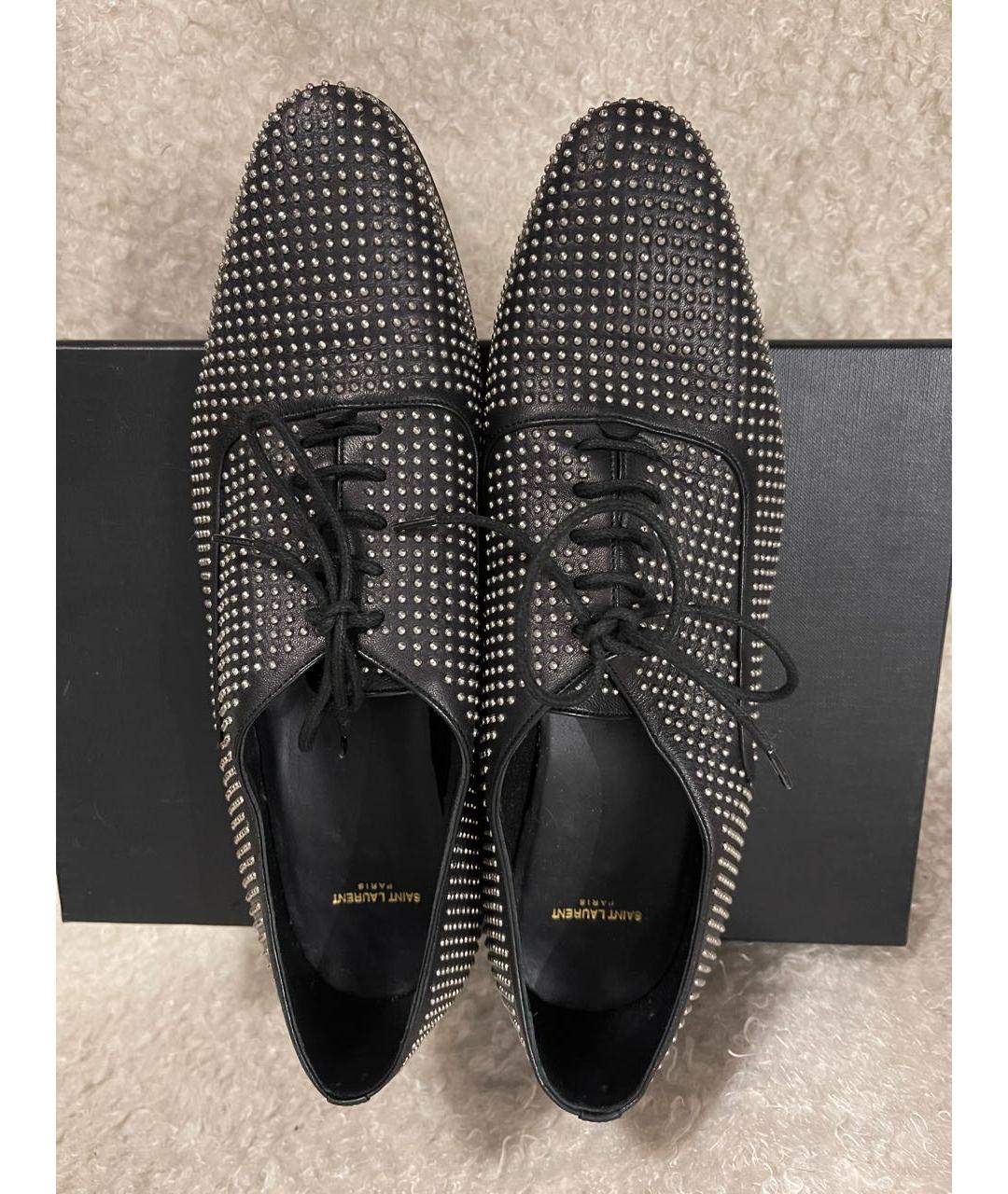 SAINT LAURENT Черные кожаные брогги и оксфорды, фото 6