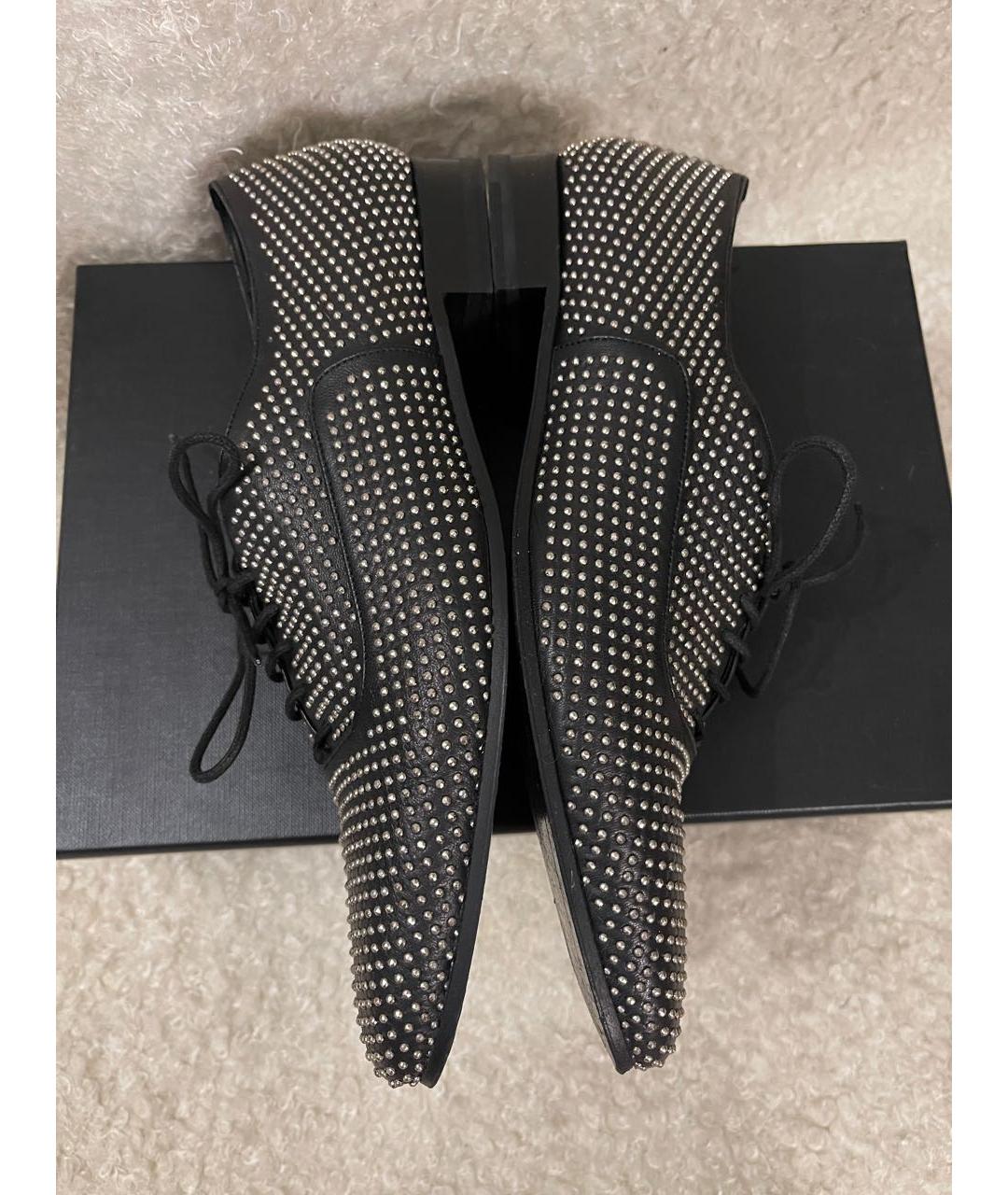 SAINT LAURENT Черные кожаные брогги и оксфорды, фото 4