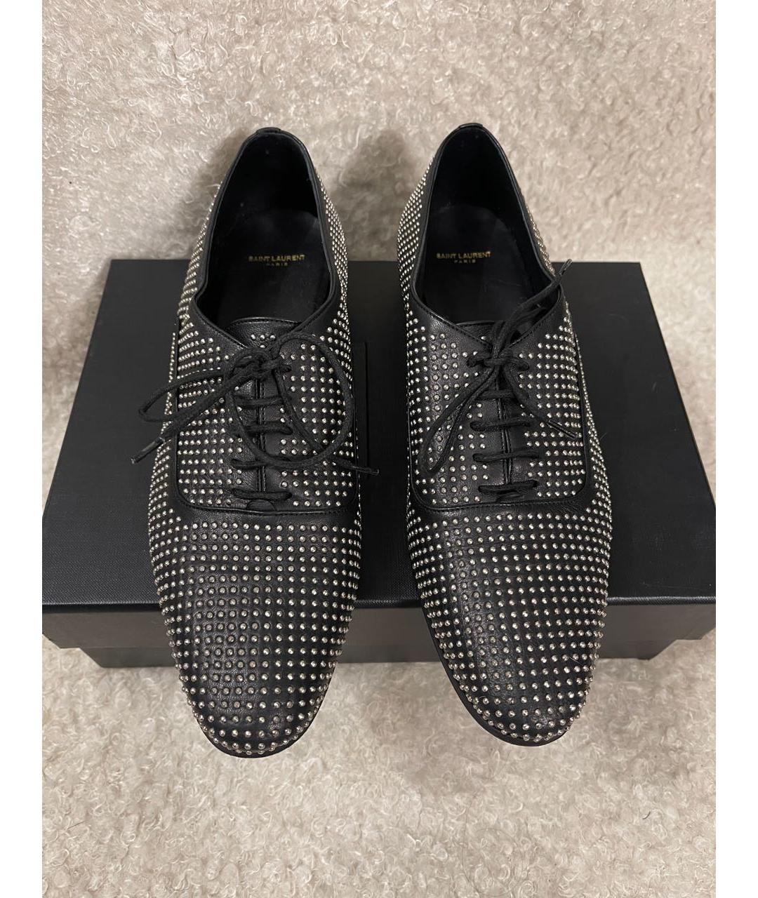 SAINT LAURENT Черные кожаные брогги и оксфорды, фото 2