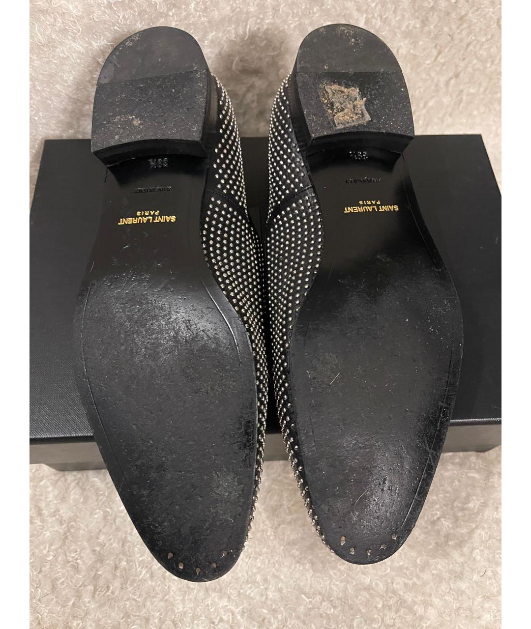 SAINT LAURENT Черные кожаные брогги и оксфорды, фото 8