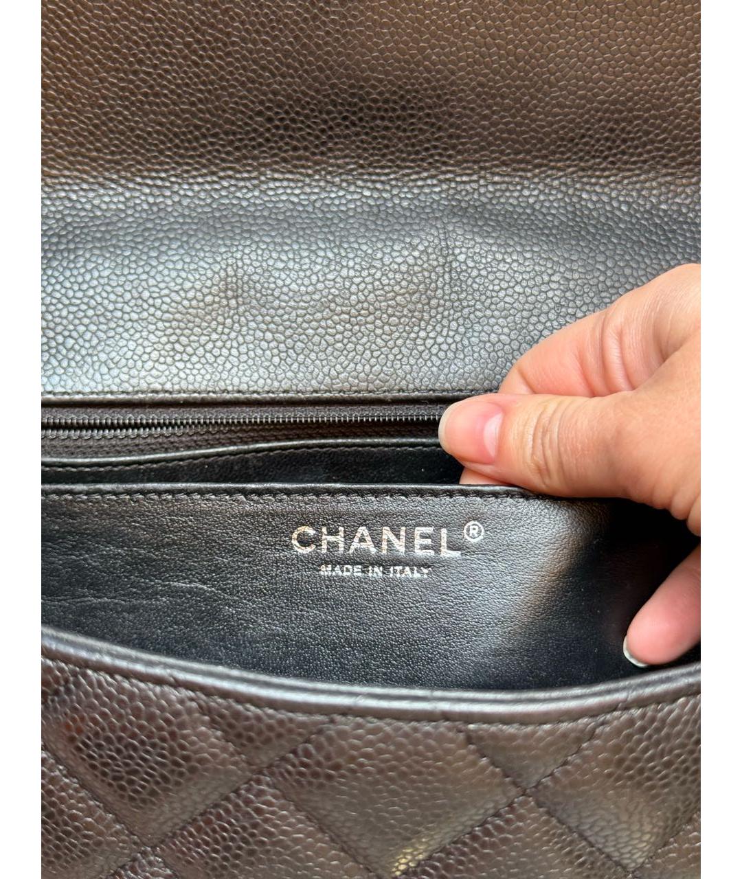 CHANEL Черная кожаная сумка с короткими ручками, фото 8
