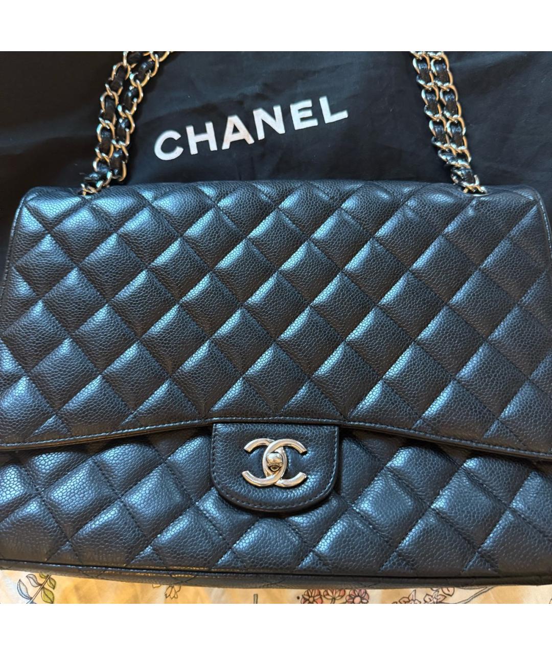 CHANEL Черная кожаная сумка с короткими ручками, фото 4