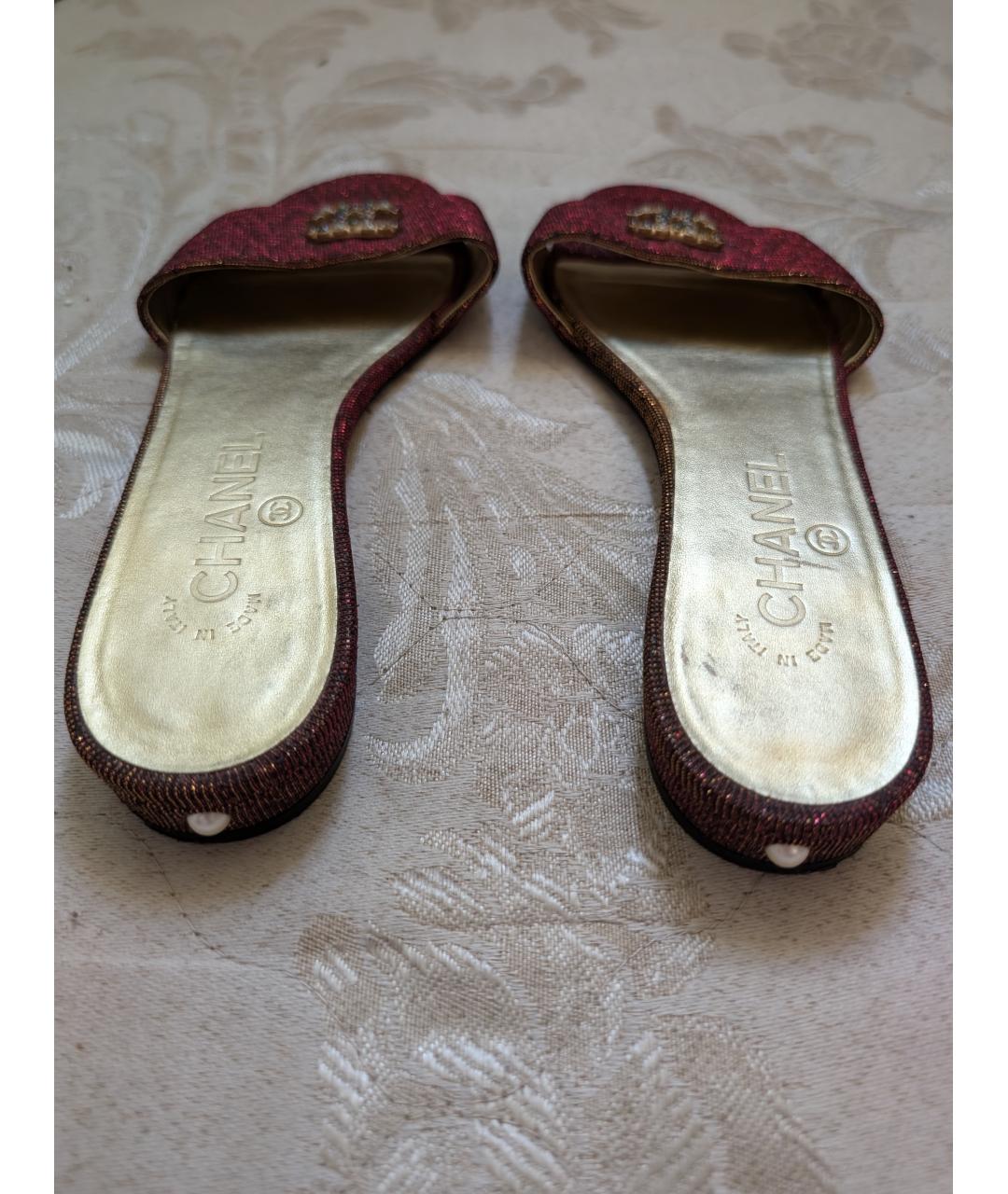 CHANEL Бордовые босоножки, фото 4