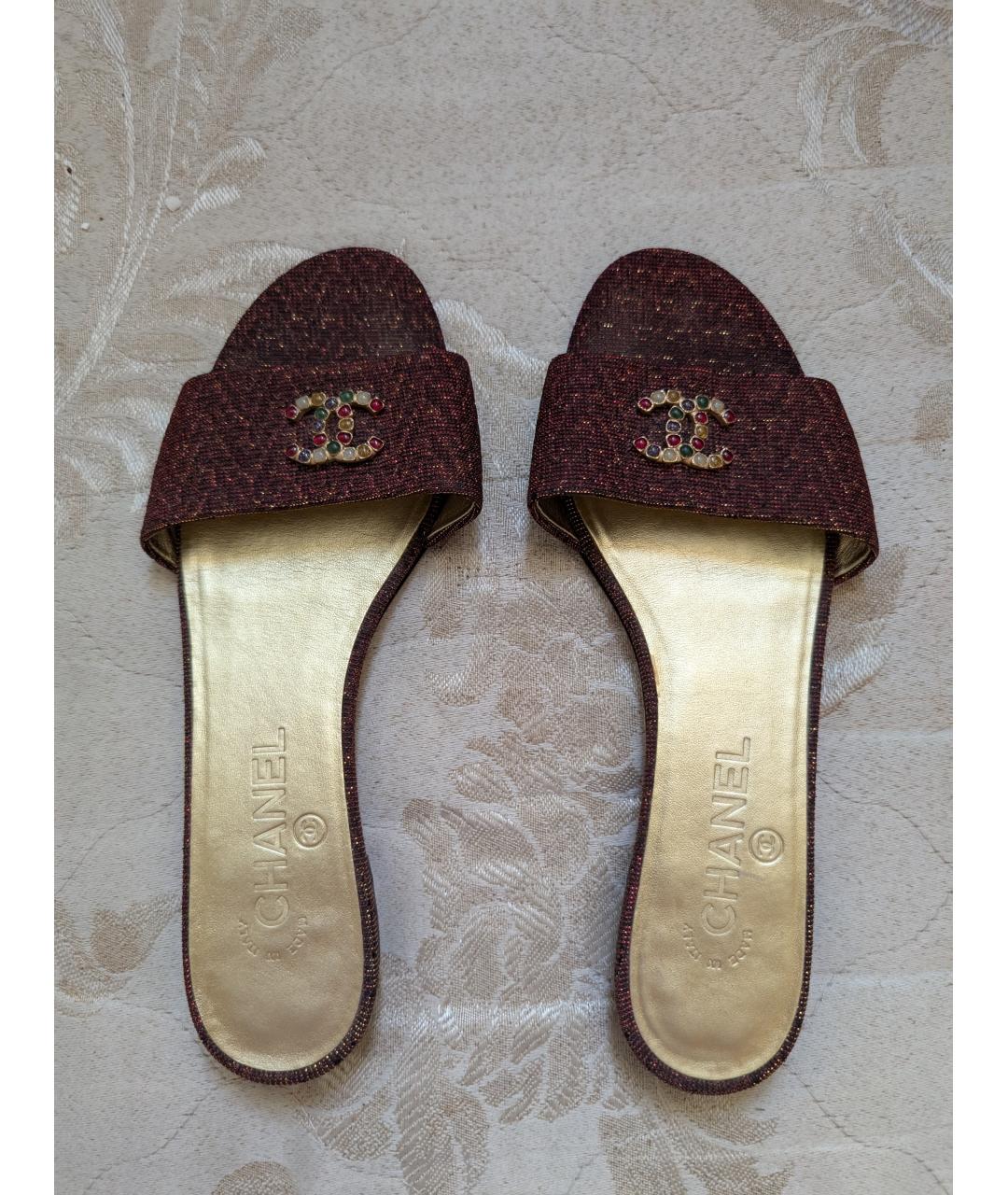 CHANEL Бордовые босоножки, фото 3