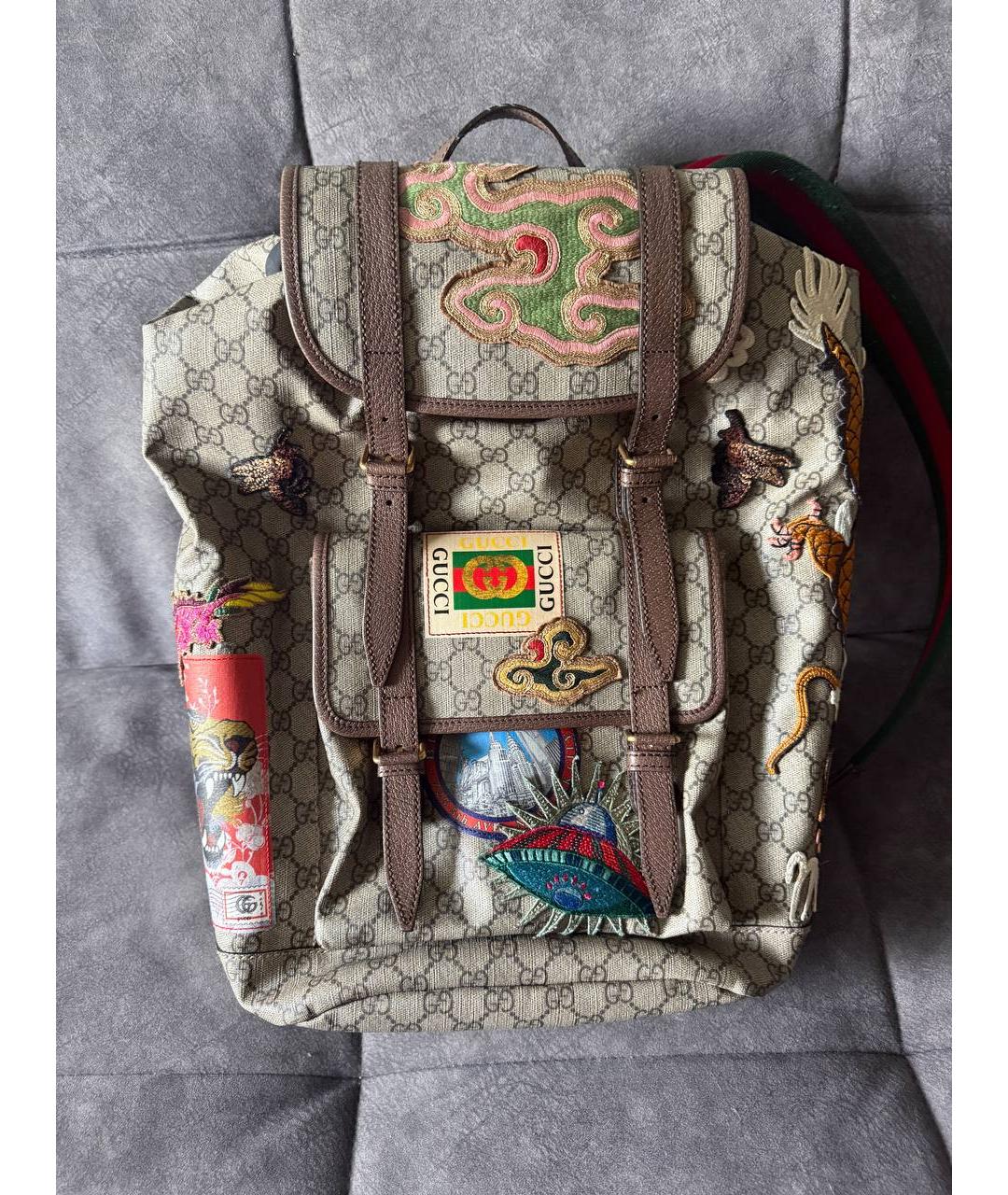GUCCI Бежевый кожаный рюкзак, фото 2