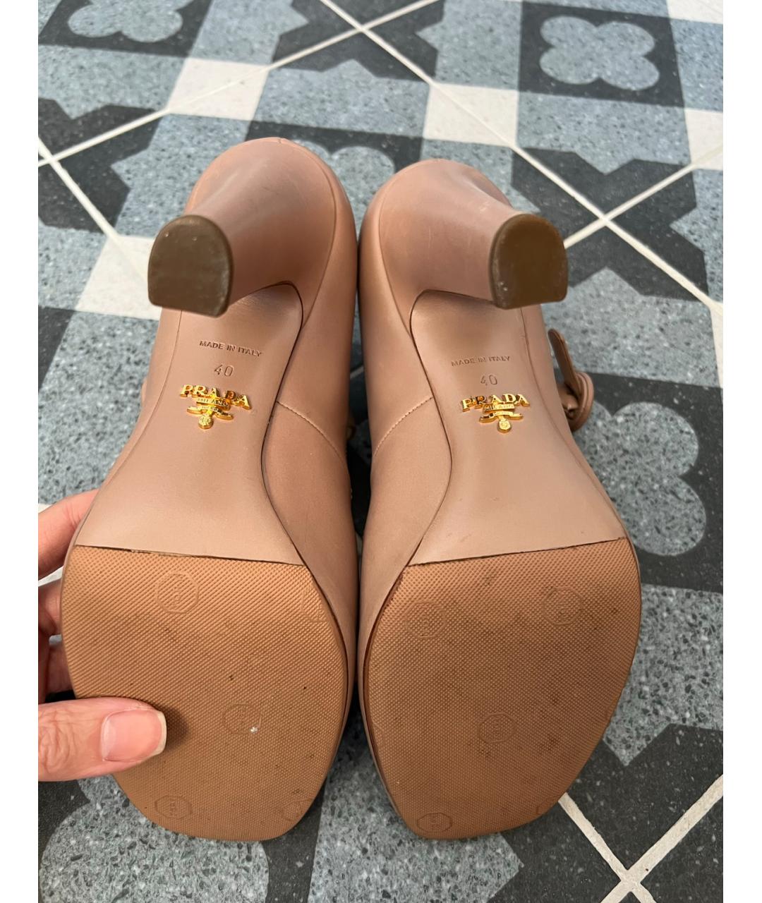 PRADA Розовые кожаные босоножки, фото 4