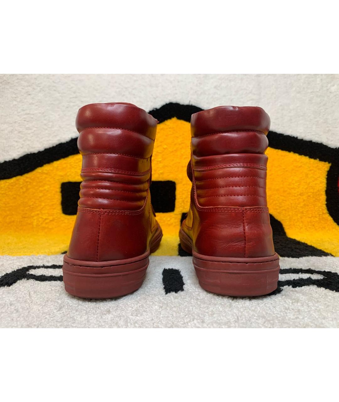 DIESEL BLACK GOLD Красные кожаные высокие кроссовки / кеды, фото 4