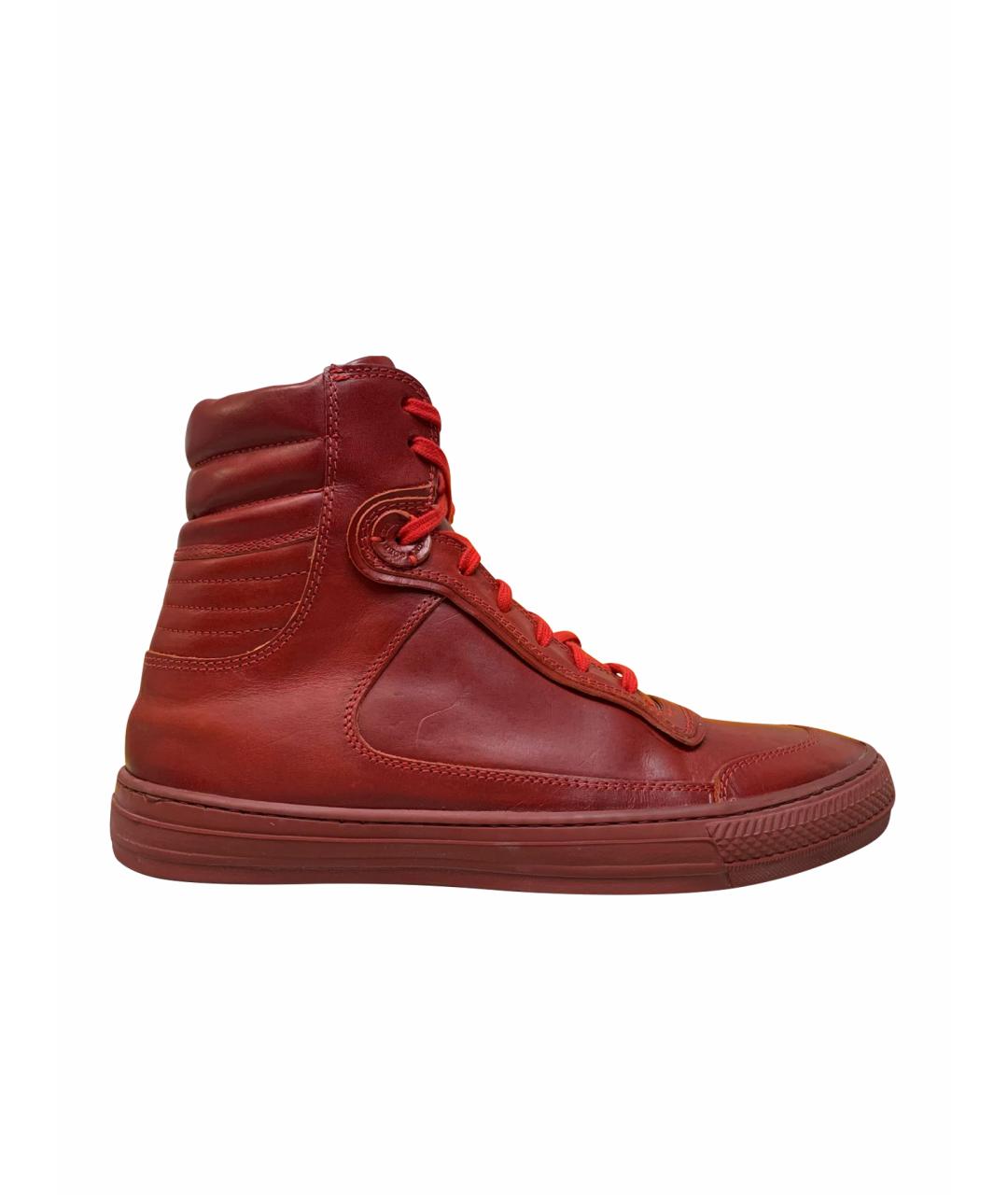 DIESEL BLACK GOLD Красные кожаные высокие кроссовки / кеды, фото 1