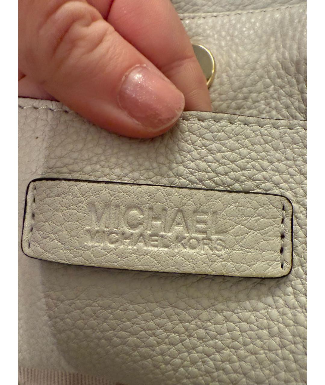 MICHAEL KORS Белая кожаная сумка тоут, фото 5